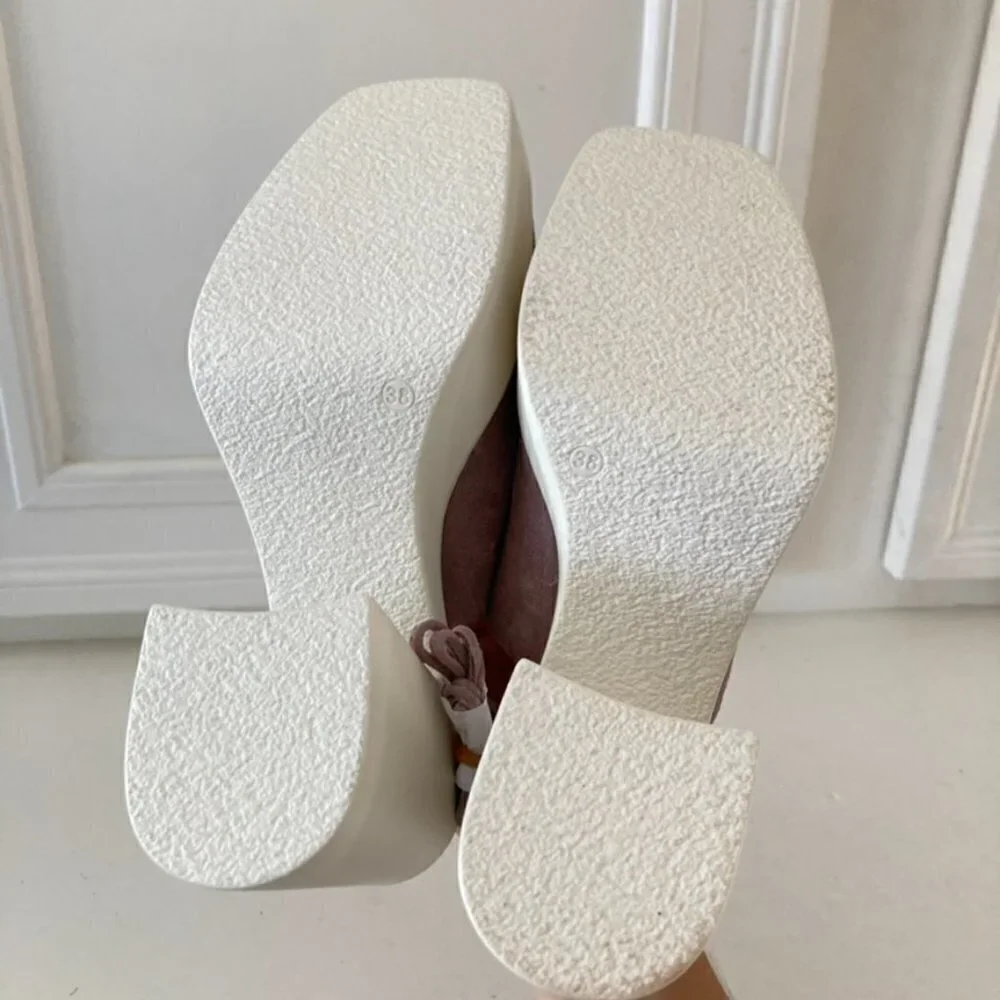 Free People Lace Up Purple Suede Platforms Sz 38 - Picture 6 of 8